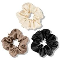 Scrunchies for Hair Sleep, Women Grils Silk Hair Ties for Frizz & Breakage Curly Hair, No Damage, Elastics Ponytail Holder, 3 Pack