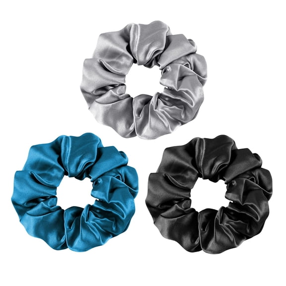 Scrunchies for Hair Sleep, Women Grils Silk Hair Ties for Frizz & Breakage Curly Hair, No Damage, Elastics Ponytail Holder, 3 Pack