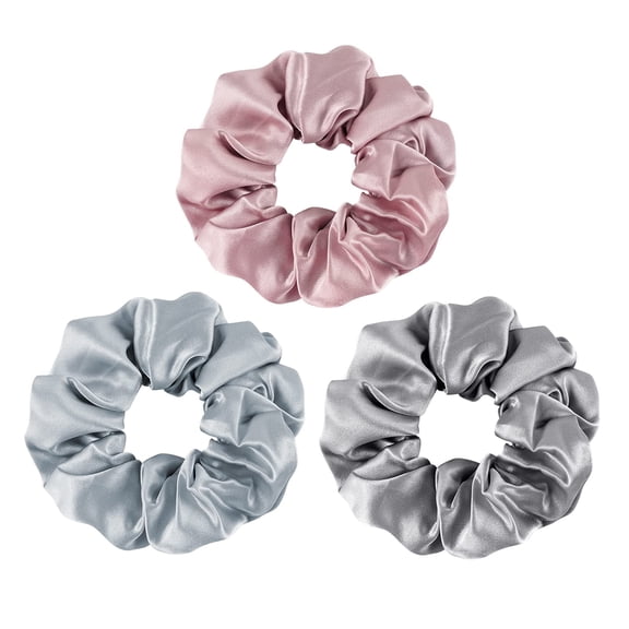 Scrunchies for Hair Sleep, Women Grils Silk Hair Ties for Frizz & Breakage Curly Hair, No Damage, Elastics Ponytail Holder, 3 Pack