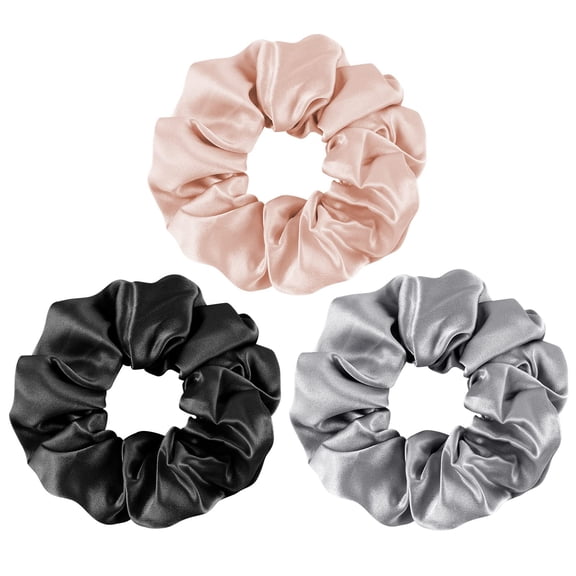 Scrunchies for Hair Sleep, Women Grils Silk Hair Ties for Frizz & Breakage Curly Hair, No Damage, Elastics Ponytail Holder, 3 Pack