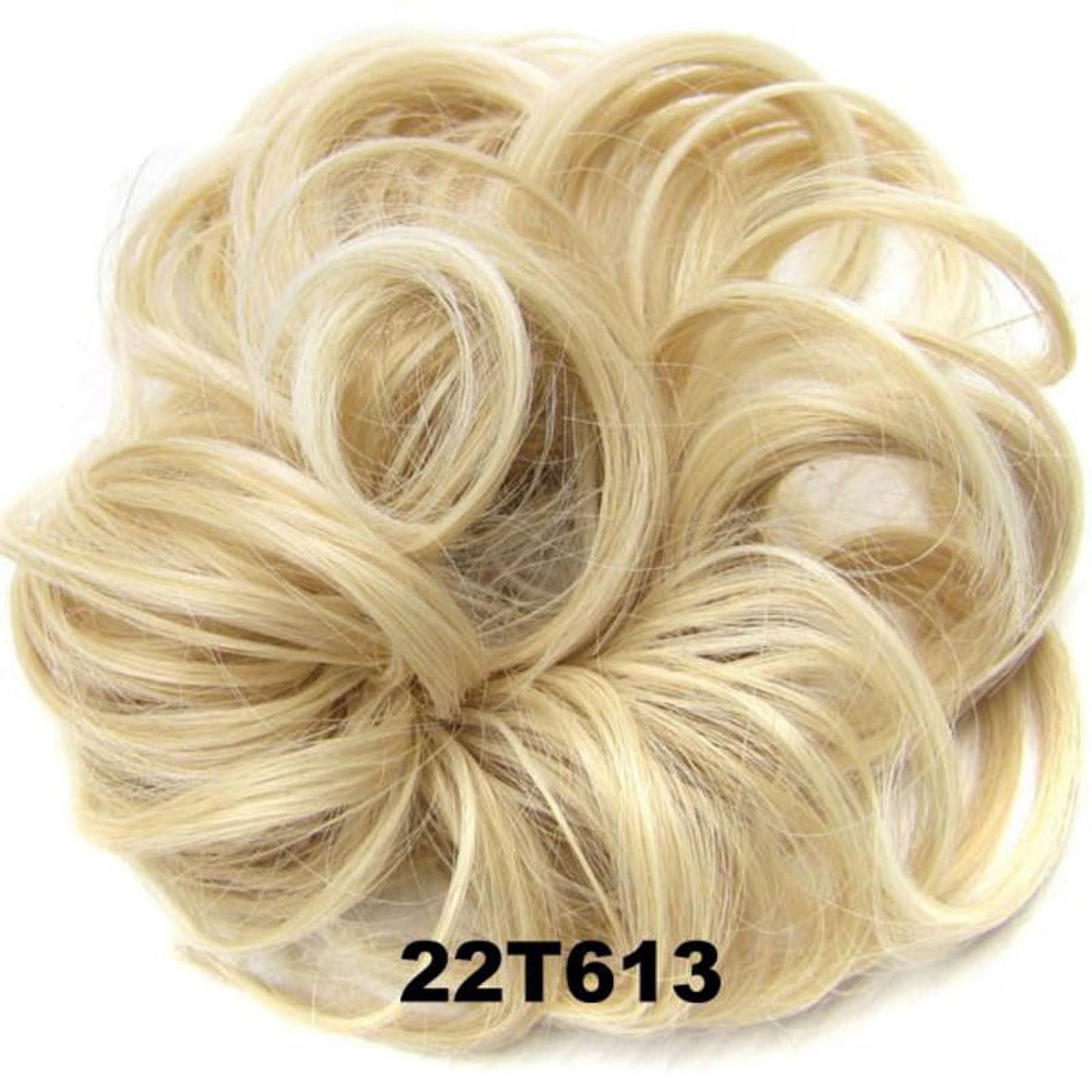 Scrunchy Bun Up Do Hair piece Hair Ribbon Ponytail Extensions Wavy Messy  gray blond mix