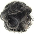 thumbnail image 1 of Scrunchy Bun Up Do Hair piece Hair Ribbon Ponytail Extensions Wavy Messy gray blond mix, 1 of 6