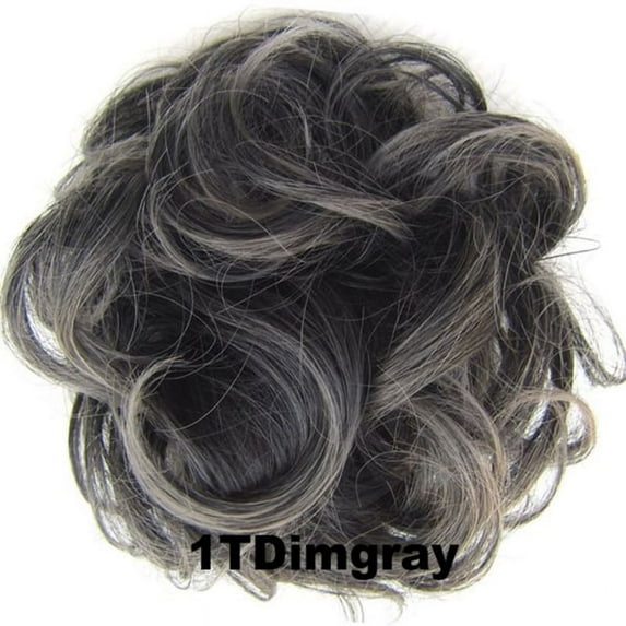 Scrunchy Bun Up Do Hair piece Hair Ribbon Ponytail Extensions Wavy Messy gray blond mix