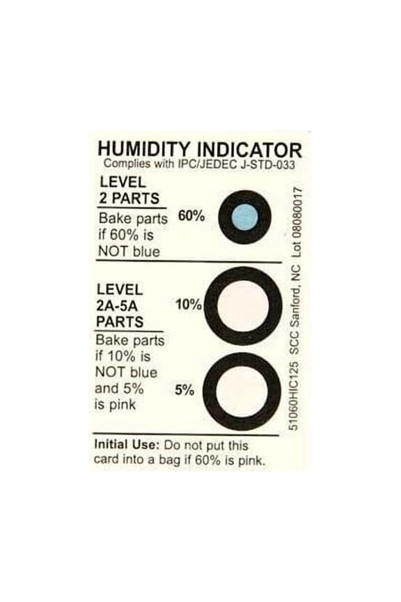 Humidity Indicator,3 x 2 In. Card,PK125 51060HIC125