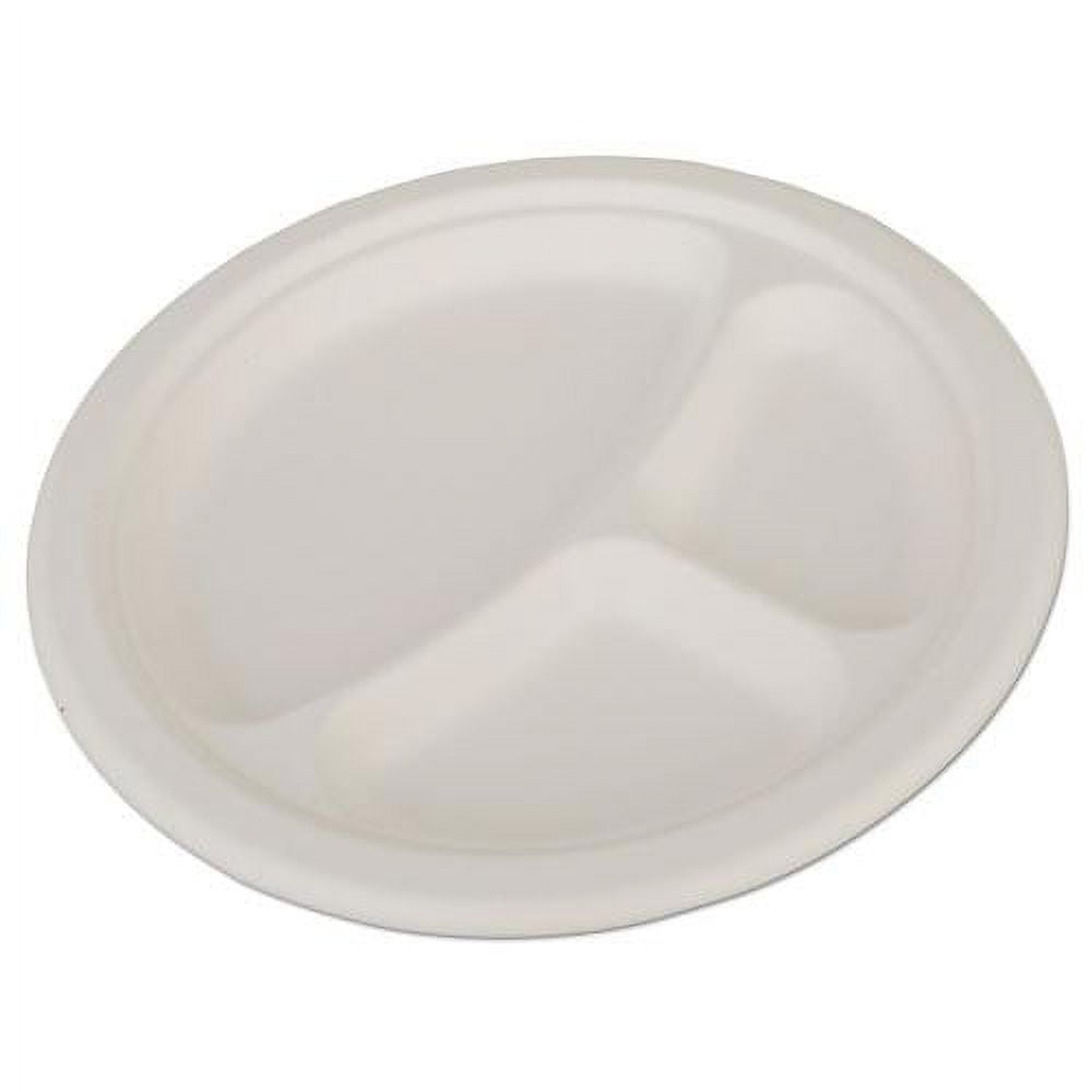 ChampWare Heavyweight Bagasse Dinnerware, Plate, 3-Compartment, 10