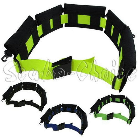 Scuba BC Replaceable 5 Padded Pouch Weight Belt w/ 60" Webbing (Lime)