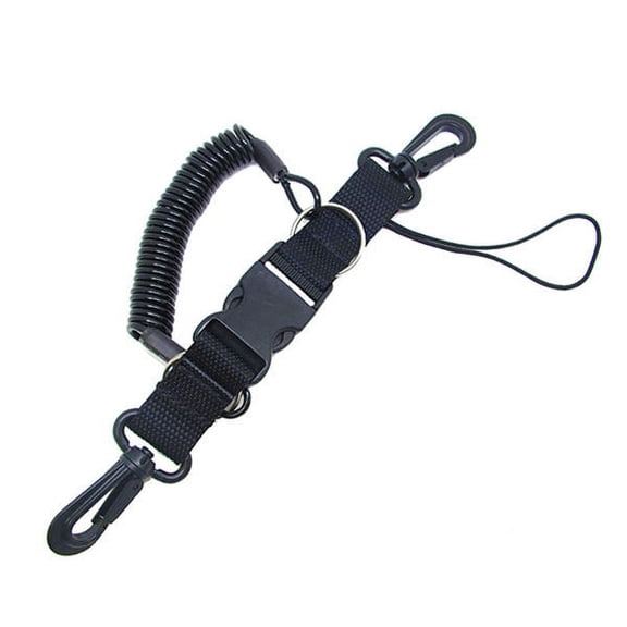 Scuba Choice Dive Snappy Coil Lanyard and Quick Release Buckle, Black, 1.8m