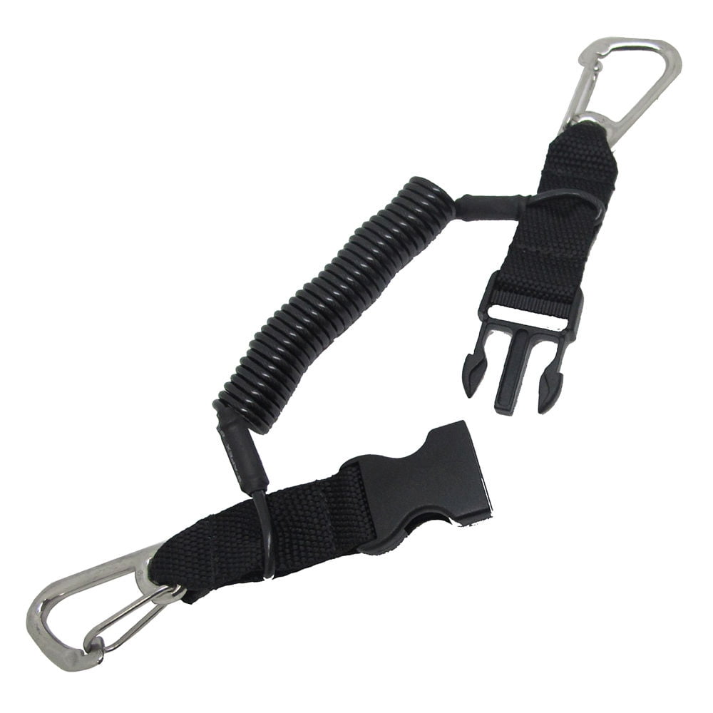 Scuba Choice Diving Snappy Camera Lanyard w/ Heavy Duty Clips, 1.8m Coil, Black