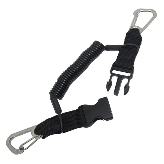 Scuba Choice Diving Snappy Camera Lanyard w/ Heavy Duty Clips, 1.8m Coil, Black