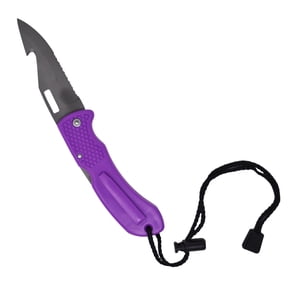 Scuba Choice Foldable Low Volume Black Blade Point Tip BCD Knife, Purple