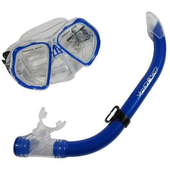 Scuba Comocean Youth Kids Blue Silicone Snorkeling Mask & Snorkel Set Combo