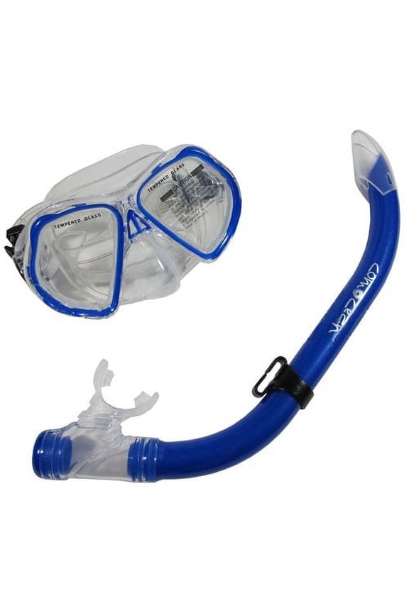 Scuba Comocean Youth Kids Blue Silicone Snorkeling Mask & Snorkel Set Combo