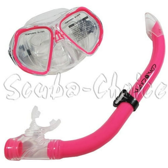 Scuba Comocean Youth Kids Pink Silicone Snorkeling Mask & Snorkel Set Combo