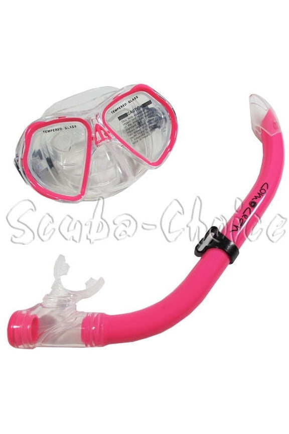 Scuba Comocean Youth Kids Pink Silicone Snorkeling Mask & Snorkel Set Combo