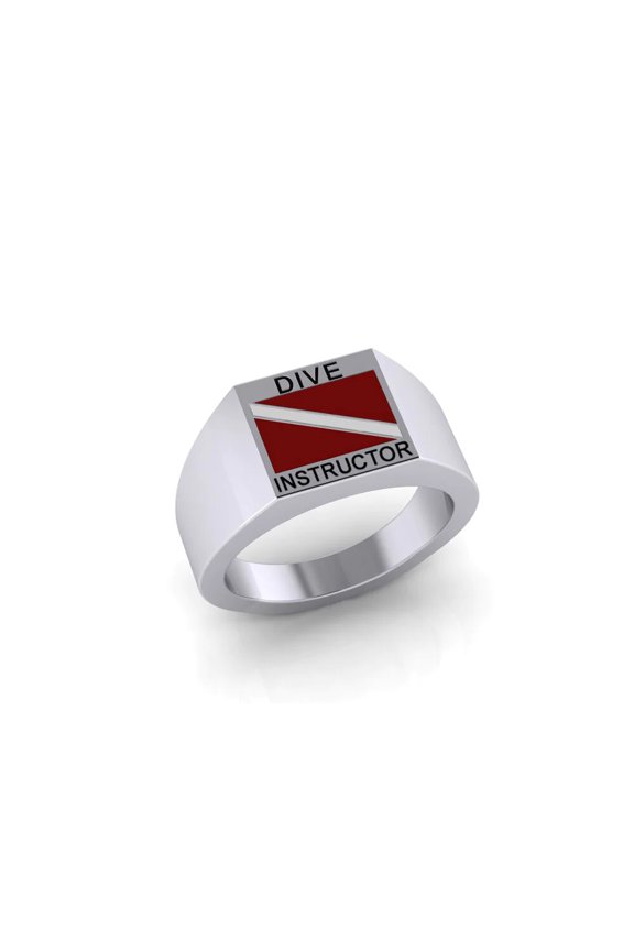 Scuba Dive Instructor Flag 925 Sterling Silver Ring Fine Adventure Sport Jewelry