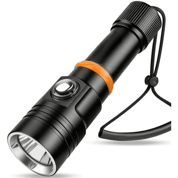Scuba Dive Light Diving Flashlight - PFSN High Lumens Underwater Flashlight IPX68 Waterproof, Rechargeable Dive Torch, Long Throw Diving Lamp Narrow Beam Best for Diver Submersible Caving, Snorkeling