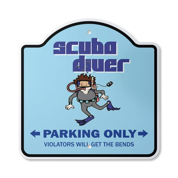 Scuba Diver 10” x 10” Sign | Indoor/Outdoor Plastic | SignMission Designer Diving Fins Snorkel Mask Aqualung Spearfishing Novelty Gift Funny Joke Gag Road Garage