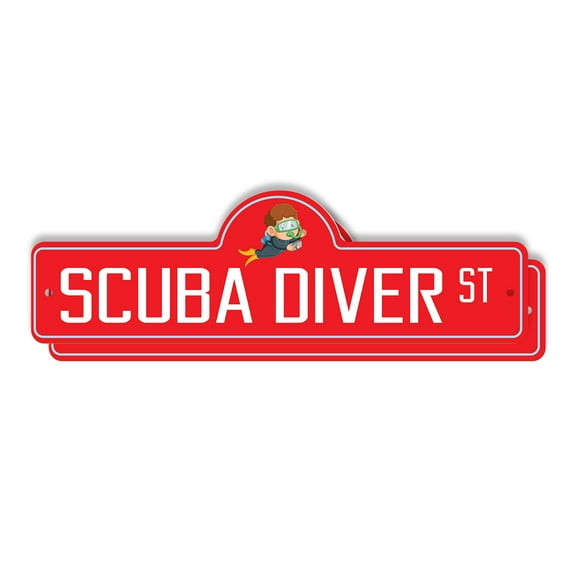 Scuba Diver (2 Pack) Plastic Street Sign - 6 Inch X 18 Inch Gift Water Ocean Marine Adventure Sport Gear Swim Fun Nature Explore Decor