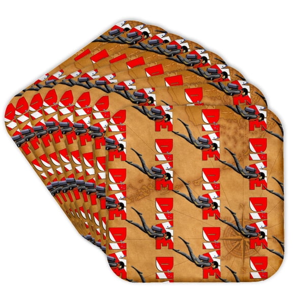 3drose, Scuba Diver and Dive Flag Pattern for Your Favorite Dive Buddy., Set of 8 Coasters - Soft