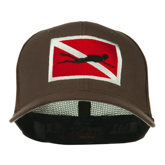 Scuba Diver Down Flag Embroidered Cap - Brown OSFM