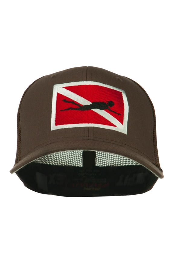 Scuba Diver Down Flag Embroidered Cap - Brown OSFM