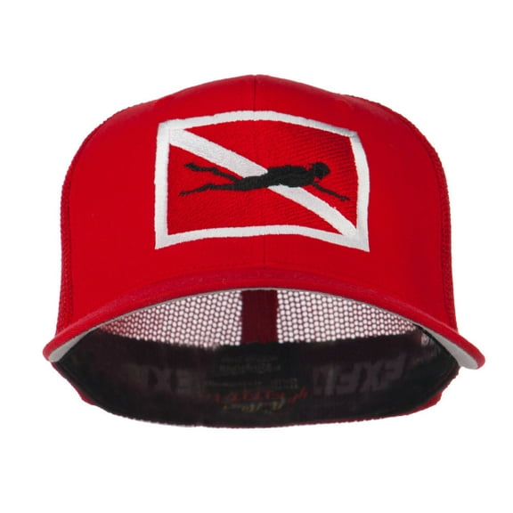 Scuba Diver Down Flag Embroidered Cap - Red OSFM