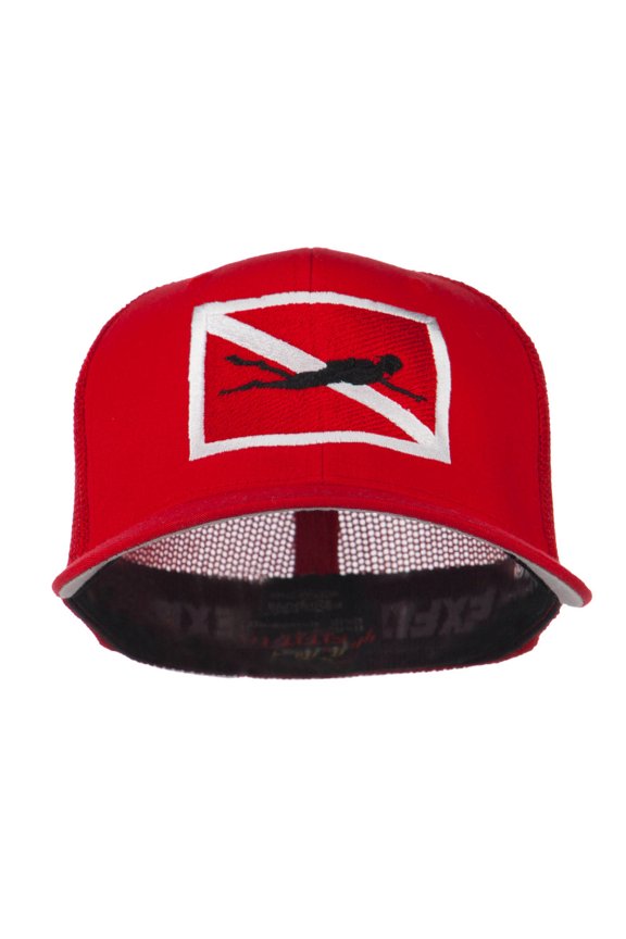 Scuba Diver Down Flag Embroidered Cap - Red OSFM
