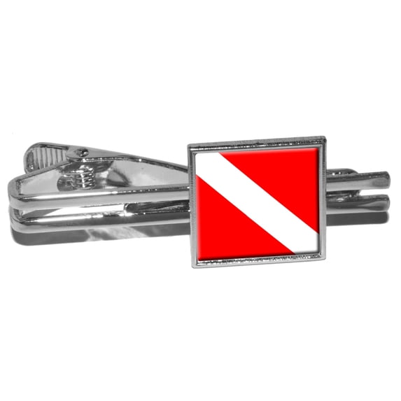 Scuba Diver Flag - Diving Square Tie Clip
