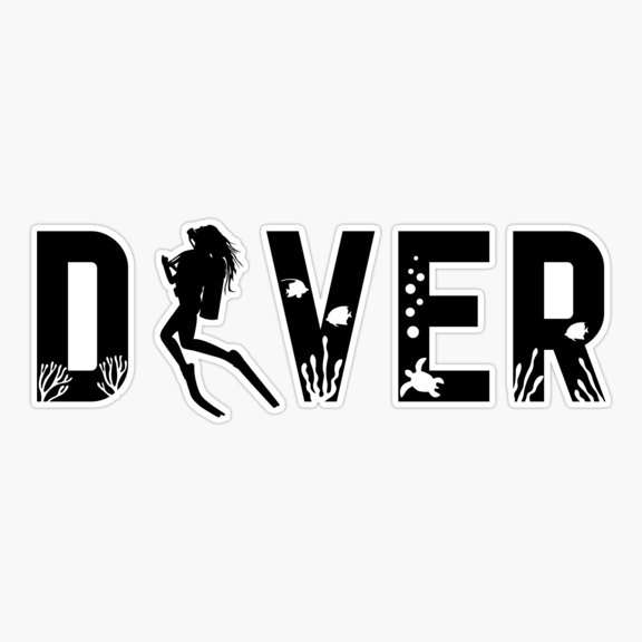 Scuba Diver Girl Open Water Deep Diving Sticker