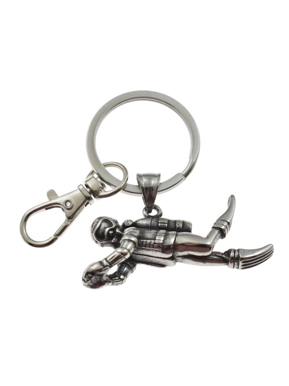 Scuba Diver Keychain in Stainless steel. Gift for Scuba Diver. Scuba Diver Keychain