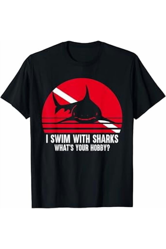 Scuba Diver Shark Ocean Vintage T-Shirt