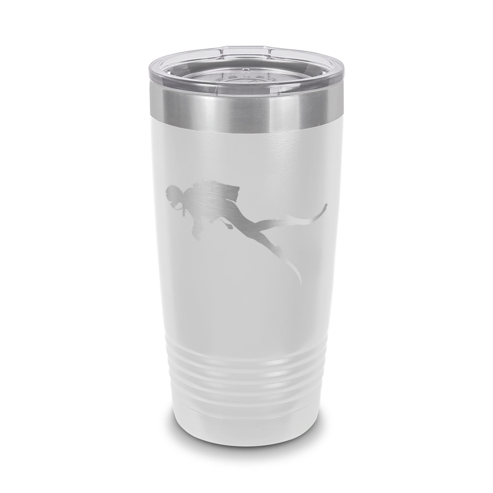 LaserGram 30oz Vacuum Insulated Tumbler - Scuba Diver Design, Personalized Engraving Included, Spill-Resistant Lid