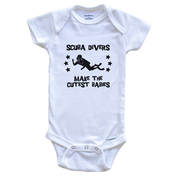 Scuba Divers Make the Cutest Babies Funny Scuba Diving Baby Bodysuit, 0-3 months white
