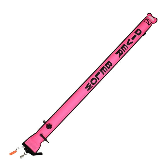 Scuba Diving 6ft Surface Marker with Lead Weight, Whistle, Snap, Pink