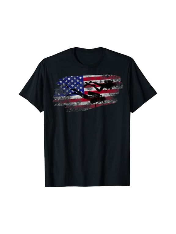 Scuba Diving American Flag Diver Down Dive Flag Underwater T-Shirt