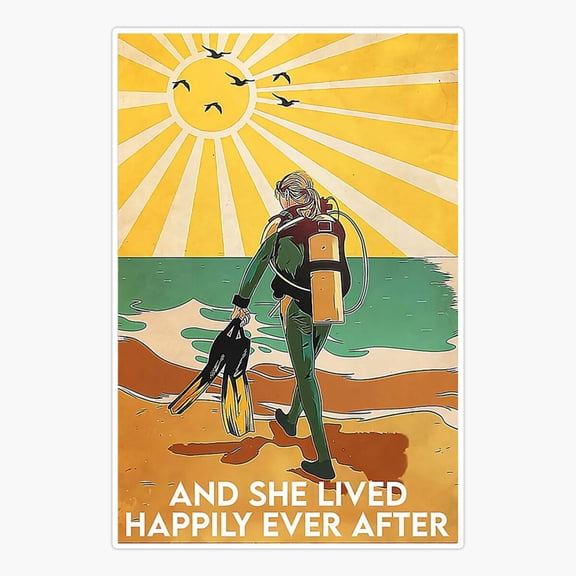 Scuba Diving And She Lived Happily Ever After Sticker