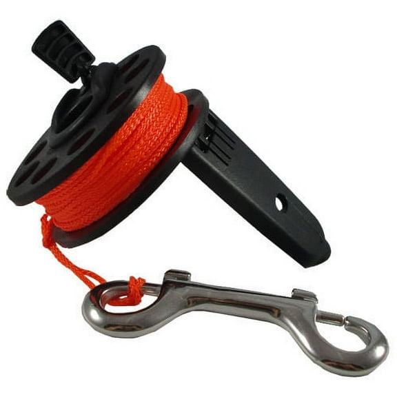 Scuba Diving Compact Finger Spool with Plastic Handle 65ft - Orange Line