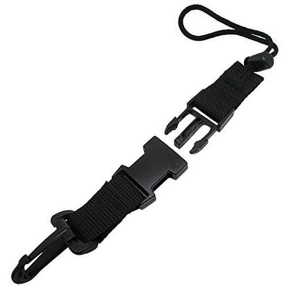Scuba Diving Dive Black Lanyard Clip w/ Webbing Strap Quick Release Buckle