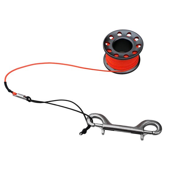 Scuba Diving Dive Reel Aluminum Alloy Finger Spool 15m Line Bolt Snap - Gray, as described
