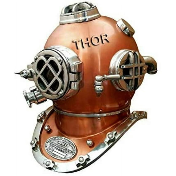 Scuba Diving Divers Helmet U.S Navy Mark V Solid Steel Copper Finish 18"