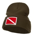 thumbnail image 1 of Scuba Diving Flag Embroidered Long Beanie - Olive OSFM, 1 of 5