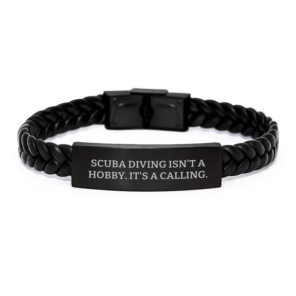 Scuba Diving Gifts for Him, Inspired by Scuba Diving Isn't A Hobby. It's A Calling. - Interlaced Leather Bracelet, Men's Christmas Unique Gifts from Friends