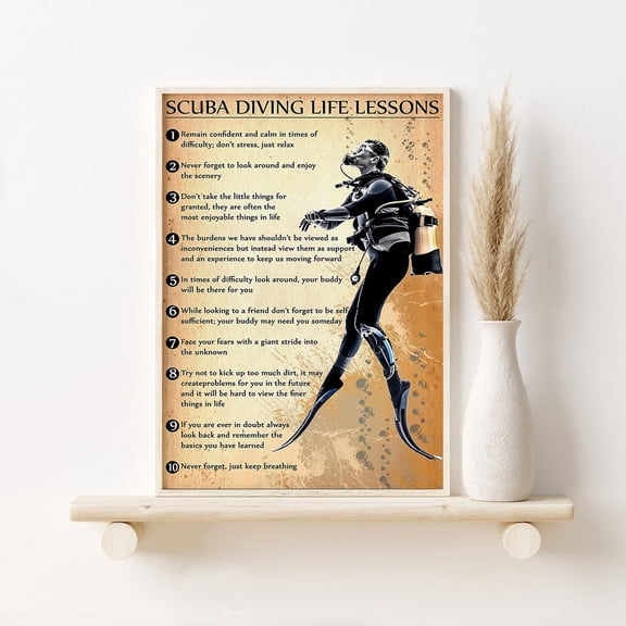 Scuba Diving Life Lesson Print Scuba Diving Wall Hanging Scuba Diving Lovers Ocean Adventure Sport Diving Scuba Diver Poster Wall Art For Decor Present , Poster Print Only