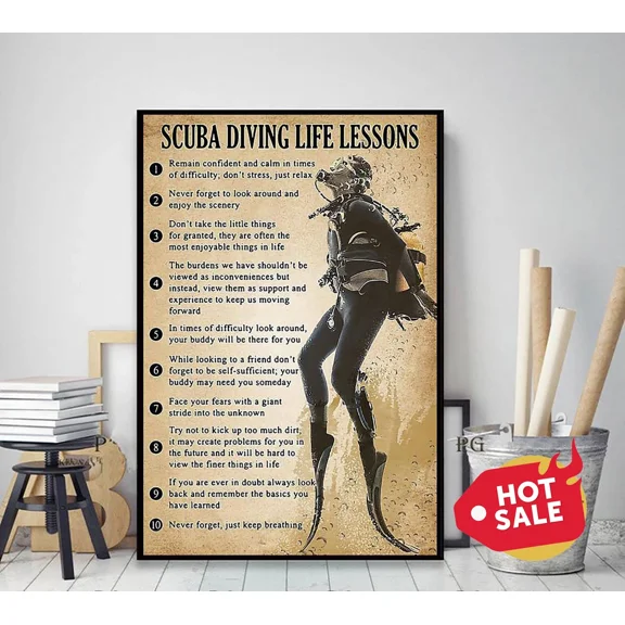 Scuba Diving Life Lessons Wall Art Prints UNFRAMED PAPER POSTER, Home Decor