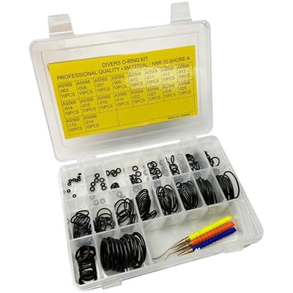 Scuba Diving O-Ring Kit with Brass Pick - 200-Piece Set for Dive Gear Maintenance, Durable Black O-Rings, Compact and Reliable Tool for Divers$$Sport & Recreation Other