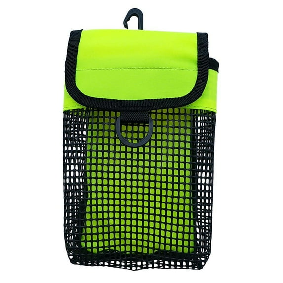 Scuba Diving Reel & SMB safety sign Buoy Holder Carry Pouch - Heavy Duty & Durable Mesh Bag for gear for dive - Fluo Yellow