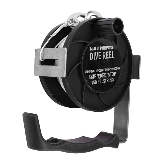 Scuba Diving Reel with Handle 150FT Line - Stainless Steel Cave Diving Spool for BCD, Black