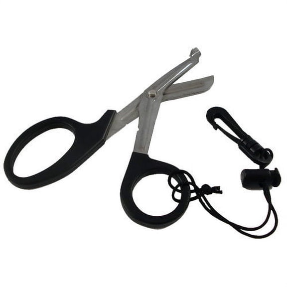 Scuba Diving Scissors with Plastic Snap Clip (Black)