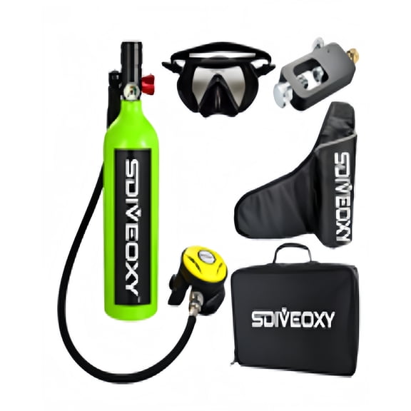 Scuba Diving Tank Equipment With 15-20 Minutes Capability, Mini Oxygen Tanks For Breathing, Pressure & Corrosion Resistant Material With Refillable Design, Green