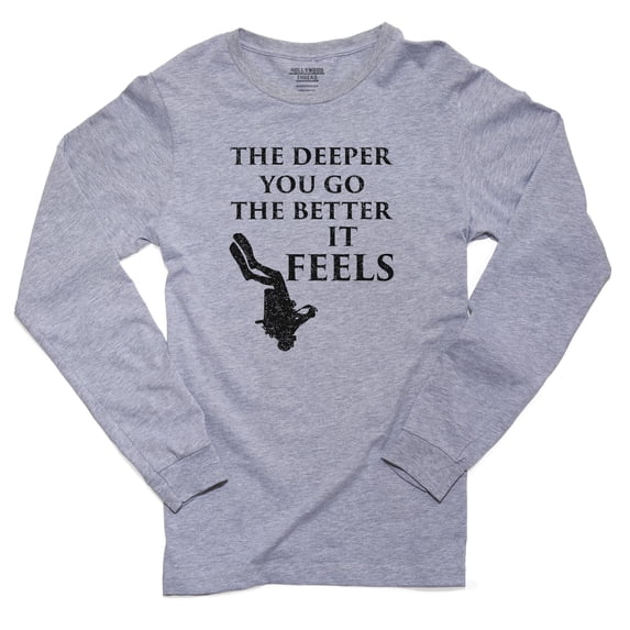 Scuba Diving The Deeper You Go The Better It Feels Men's Long Sleeve Grey T-Shirt